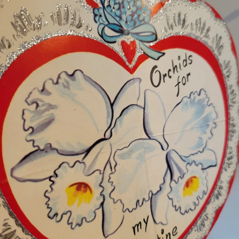 Vintage Valentine's Day Card ~ Orchid ~ Flowers ~ Pretty Ephemera ~ FINAL PRICE